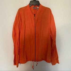 Womens Chicos Orange Linen Zip Drawstring Jacket